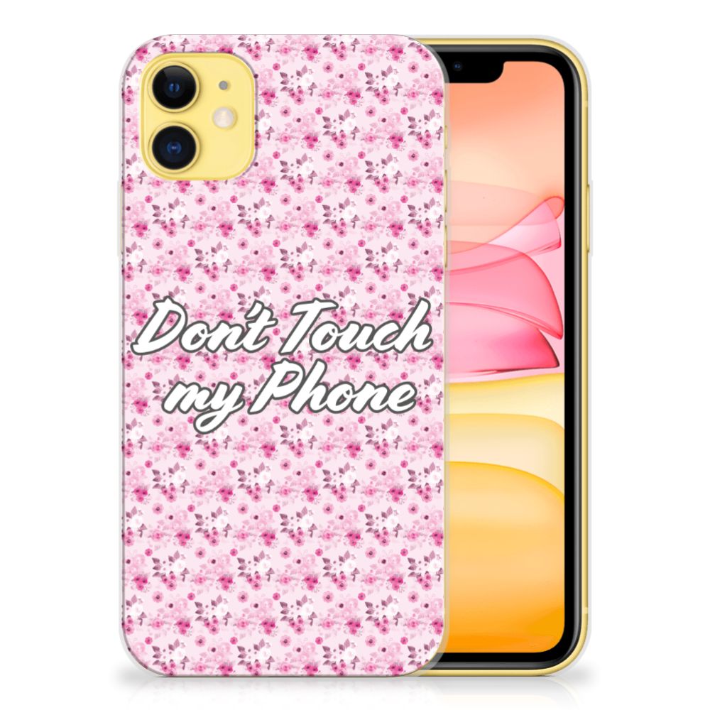 Apple iPhone 11 Silicone-hoesje Flowers Pink DTMP
