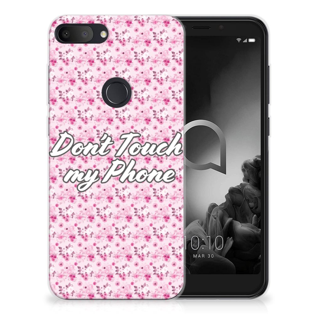 Alcatel 1S (2019) Silicone-hoesje Flowers Pink DTMP