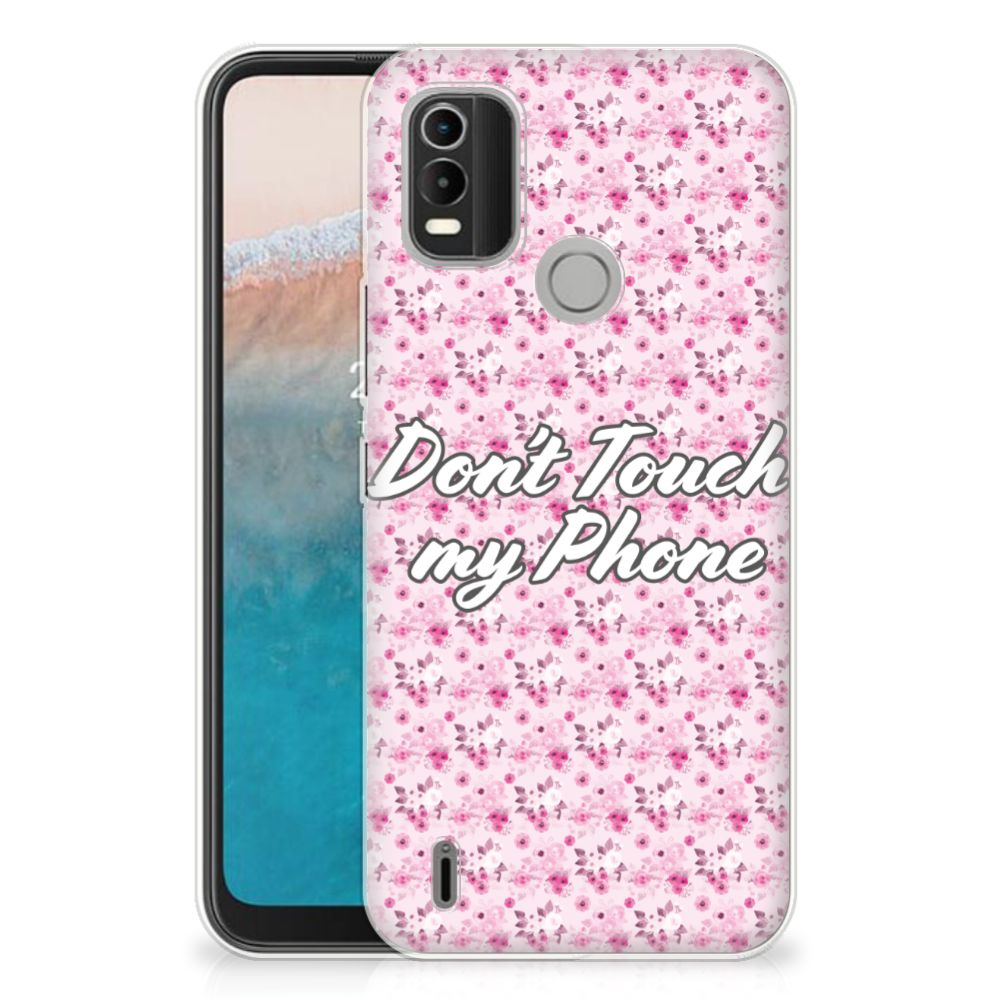 Nokia C21 Plus Silicone-hoesje Flowers Pink DTMP