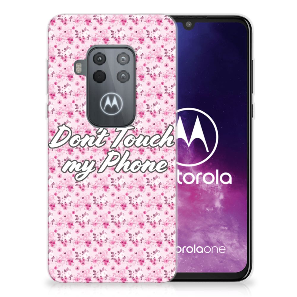 Motorola One Zoom Silicone-hoesje Flowers Pink DTMP