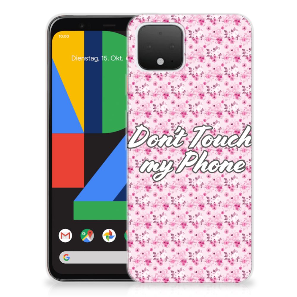 Google Pixel 4 Silicone-hoesje Flowers Pink DTMP