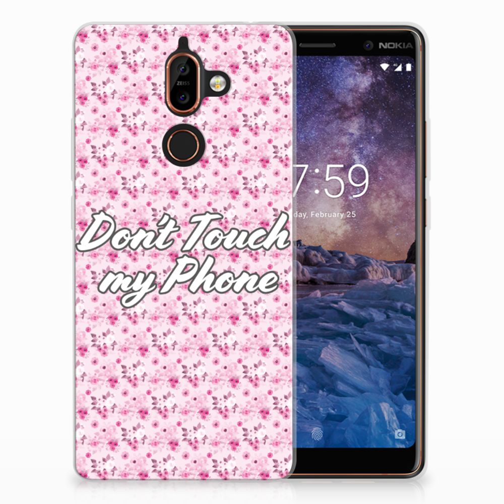 Nokia 7 Plus Silicone-hoesje Flowers Pink DTMP