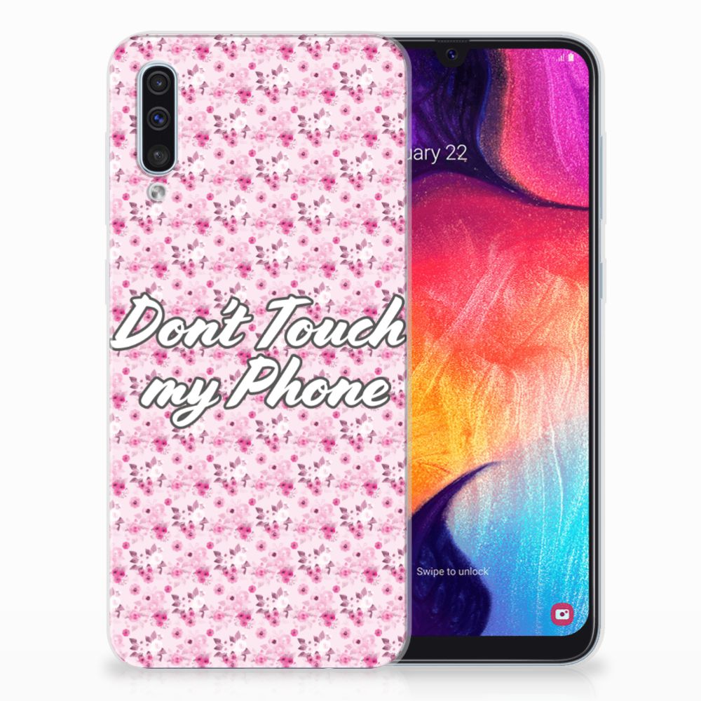 Samsung Galaxy A50 Silicone-hoesje Flowers Pink DTMP