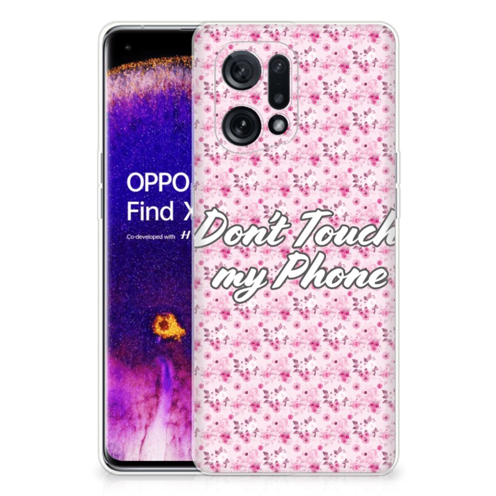 OPPO Find X5 Silicone-hoesje Flowers Pink DTMP