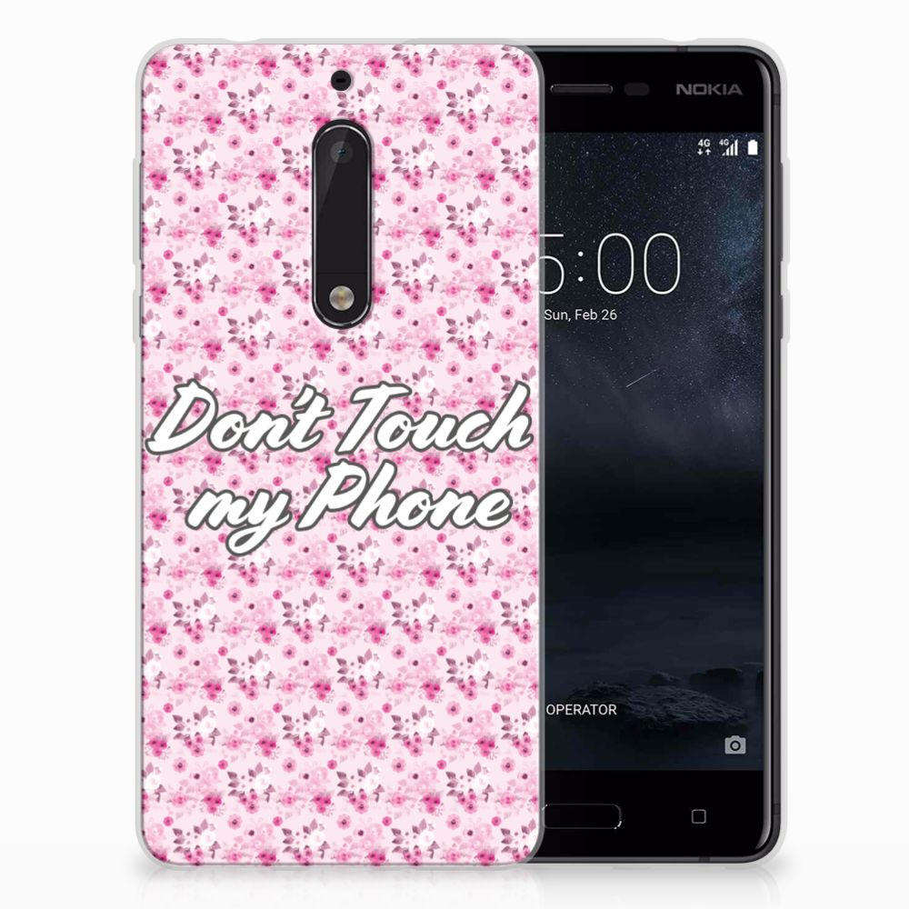 Nokia 5 Silicone-hoesje Flowers Pink DTMP