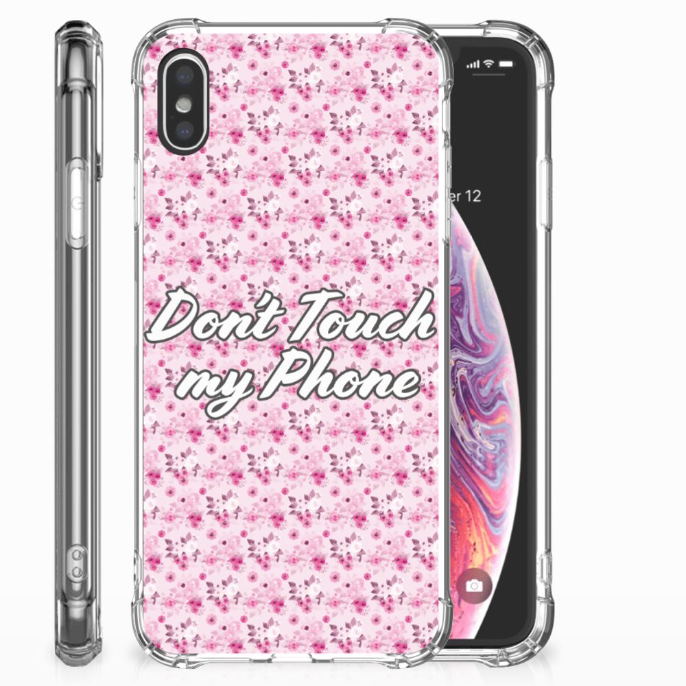 Apple iPhone Xs Max Anti Shock Case Flowers Pink DTMP