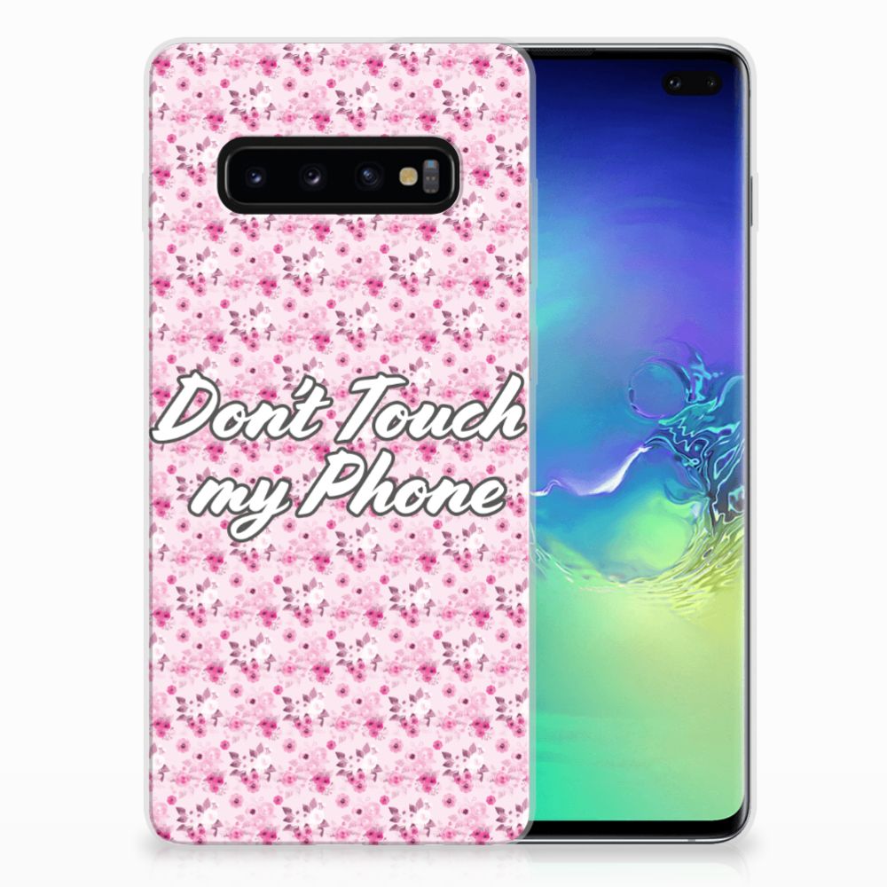 Samsung Galaxy S10 Plus Silicone-hoesje Flowers Pink DTMP