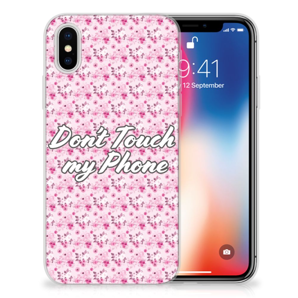 Apple iPhone X | Xs Silicone-hoesje Flowers Pink DTMP