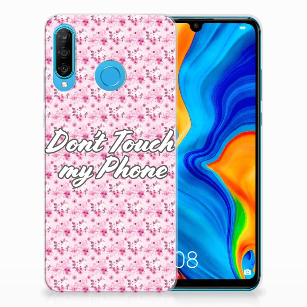 Huawei P30 Lite Silicone-hoesje Flowers Pink DTMP