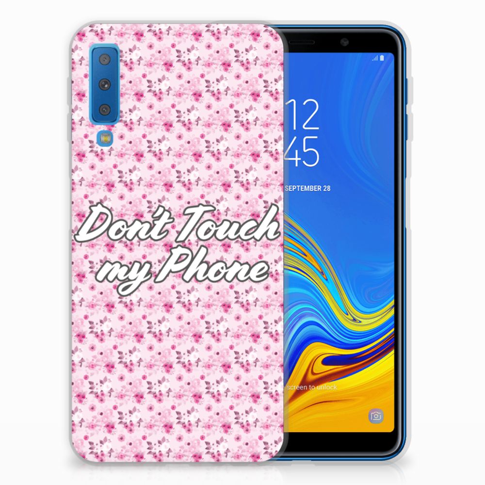 Samsung Galaxy A7 (2018) Silicone-hoesje Flowers Pink DTMP