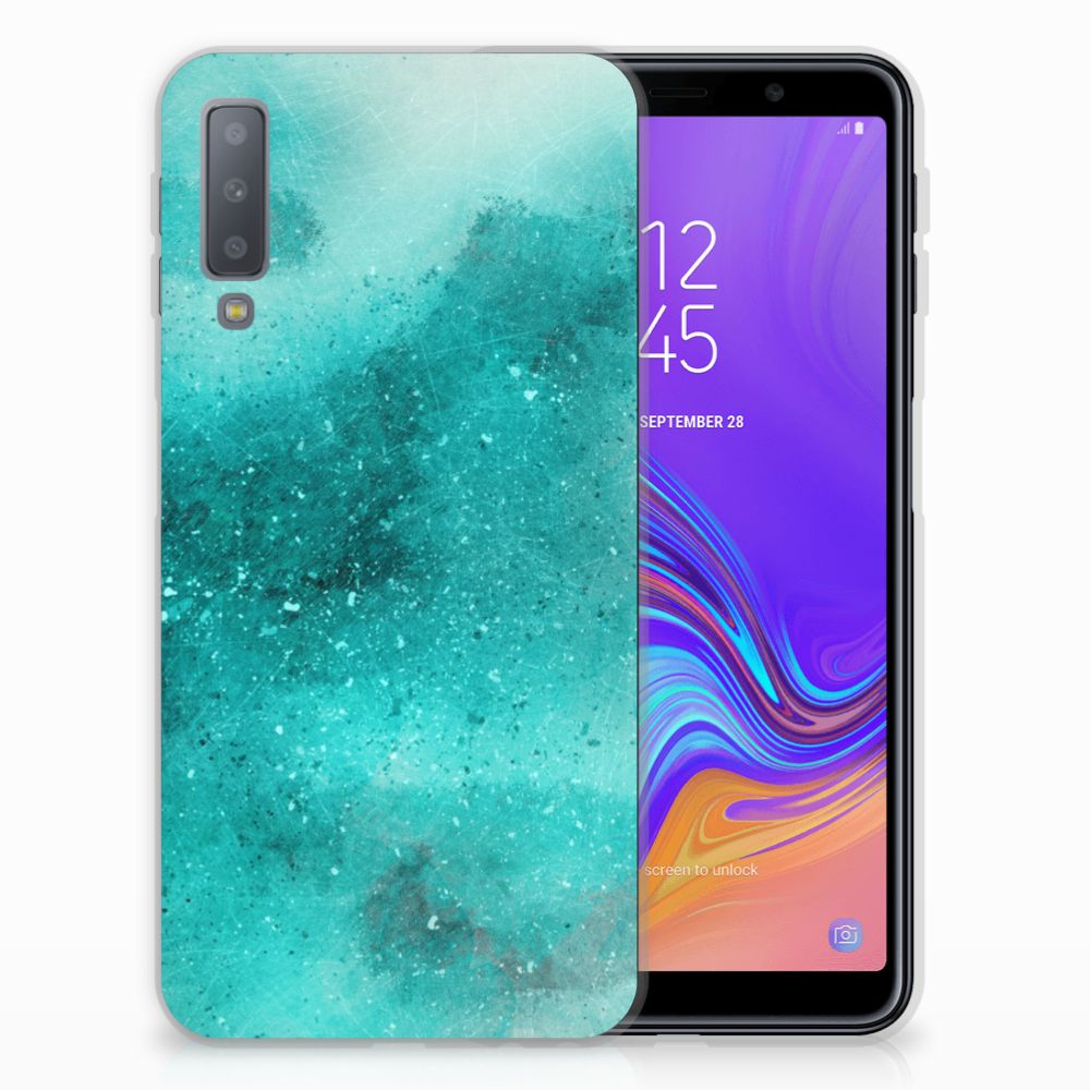 Samsung Galaxy A7 (2018) Uniek TPU Hoesje Painting Blue