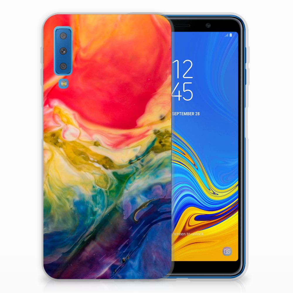 Hoesje maken Samsung Galaxy A7 (2018) Watercolor Dark