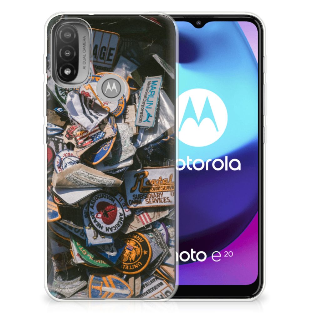 Motorola Moto E20 | E40 Siliconen Hoesje met foto Badges