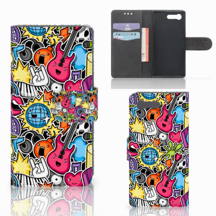 Sony Xperia X Compact Wallet Case met Pasjes Punk Rock