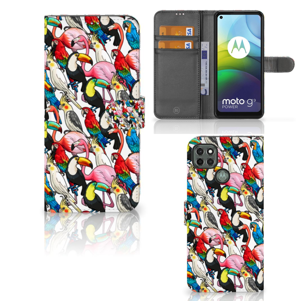 Motorola Moto G9 Power Telefoonhoesje met Pasjes Birds
