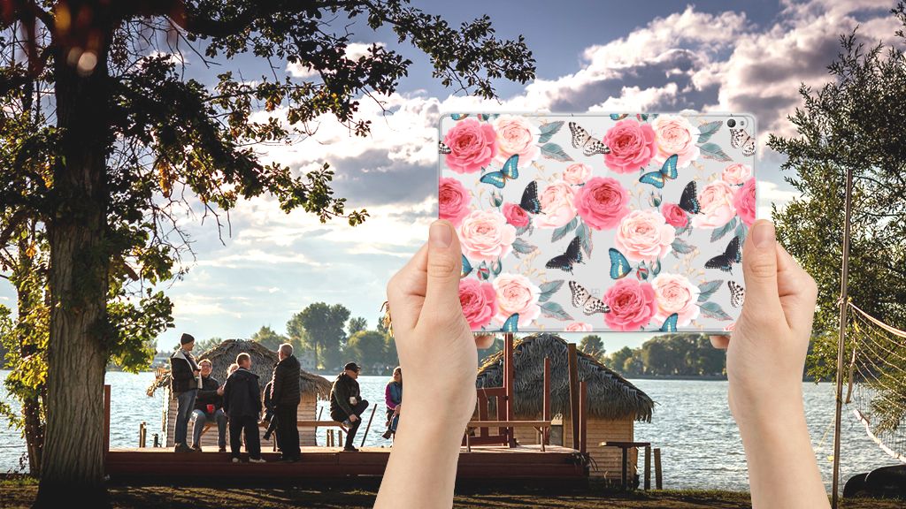 Lenovo Tab P10 Siliconen Hoesje Butterfly Roses