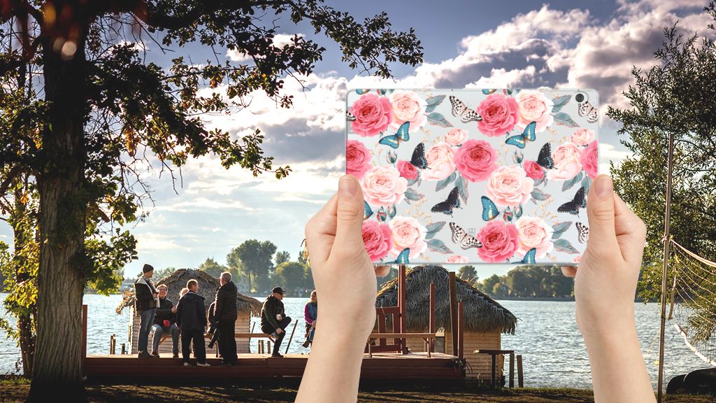 Lenovo Tab M10 Siliconen Hoesje Butterfly Roses