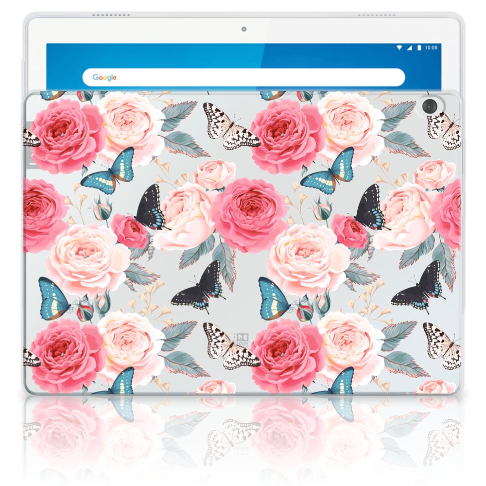 Lenovo Tab M10 Siliconen Hoesje Butterfly Roses