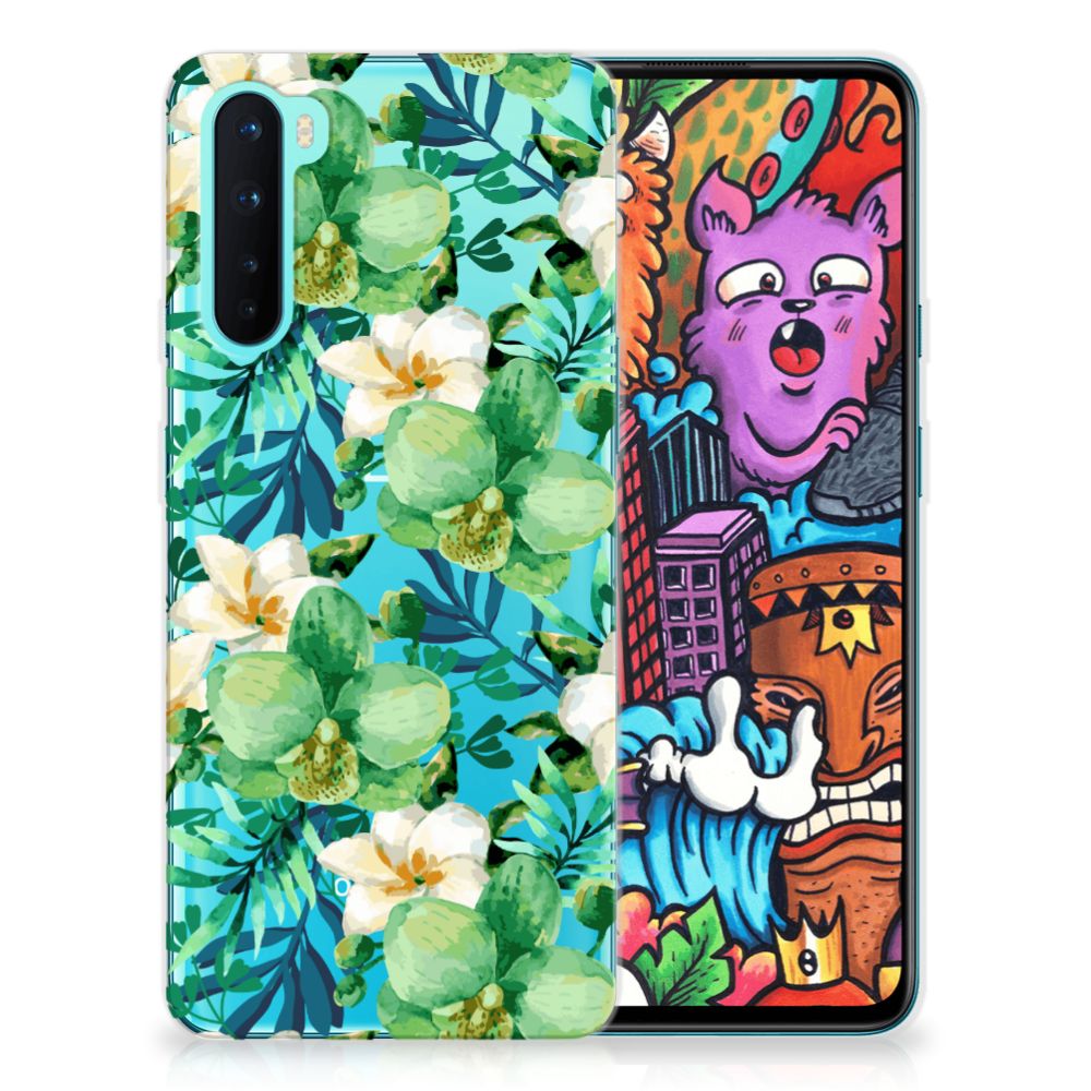 OnePlus Nord TPU Case Orchidee Groen