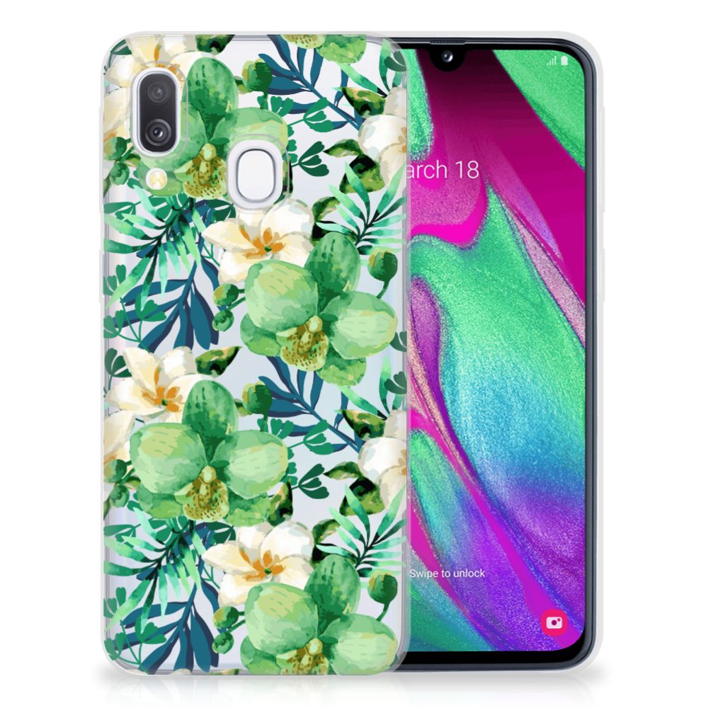 Samsung Galaxy A40 TPU Case Orchidee Groen