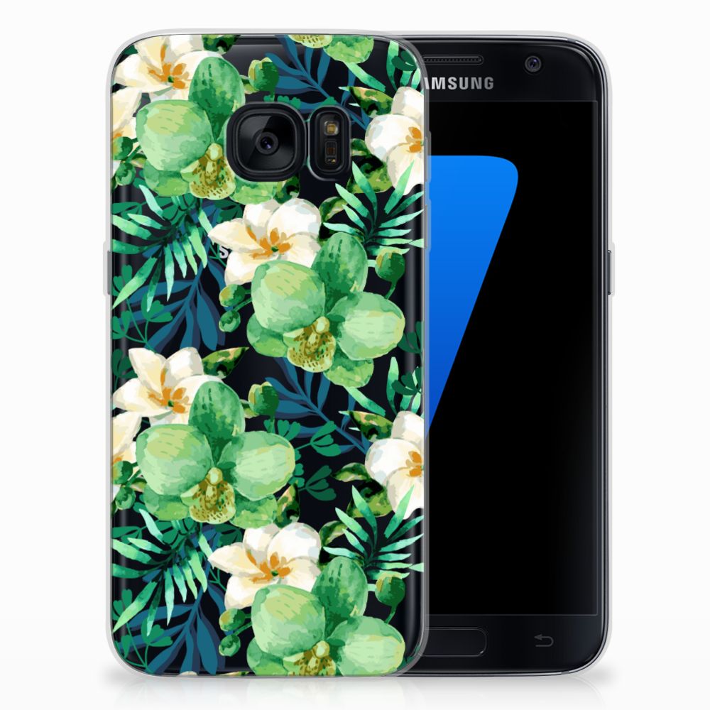 Samsung Galaxy S7 TPU Case Orchidee Groen
