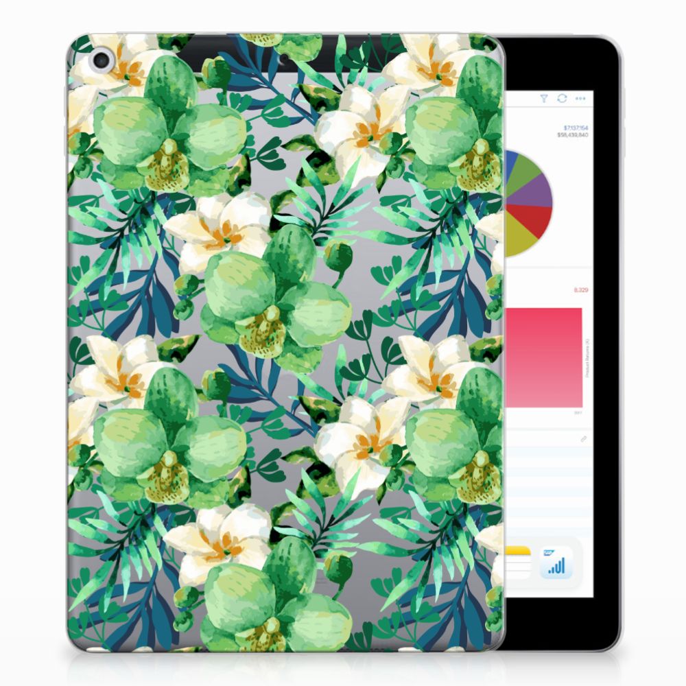 Apple iPad 9.7 2018 | 2017 Siliconen Hoesje Orchidee Groen