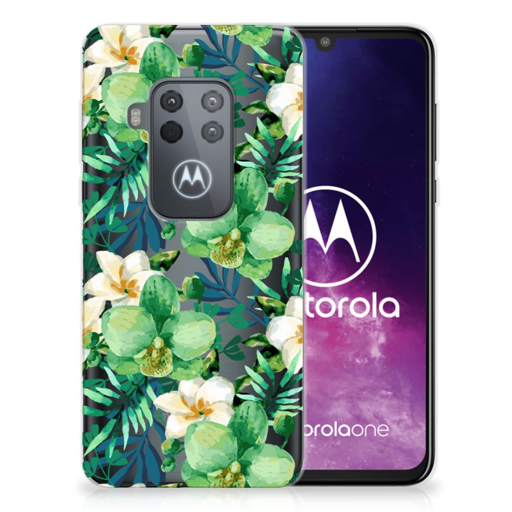 Motorola One Zoom TPU Case Orchidee Groen