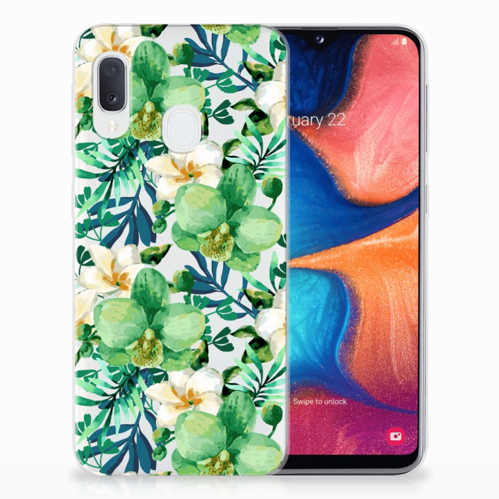 Samsung Galaxy A20e TPU Case Orchidee Groen