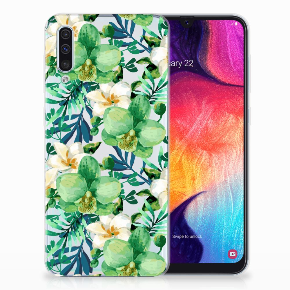 Samsung Galaxy A50 TPU Case Orchidee Groen