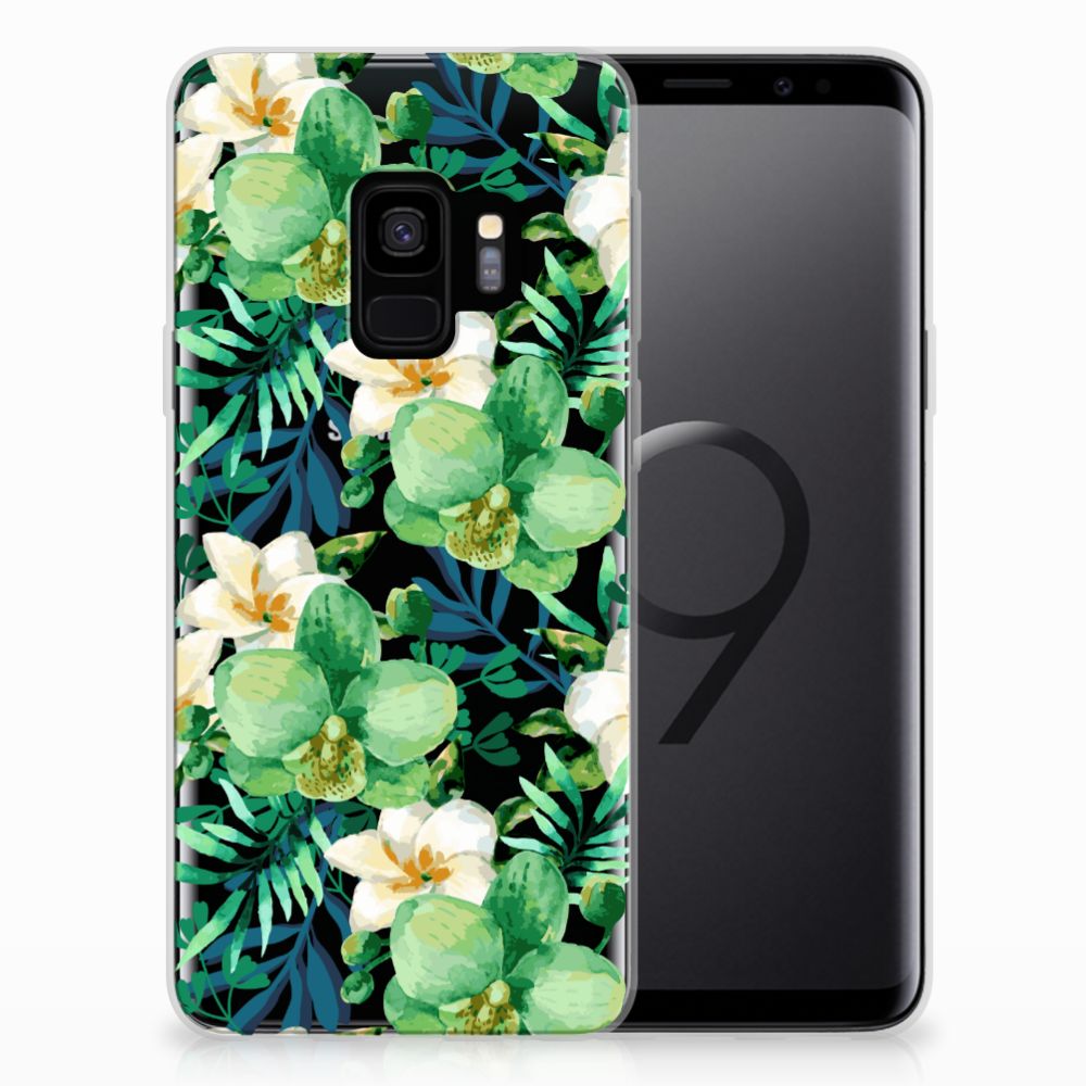 Samsung Galaxy S9 TPU Case Orchidee Groen