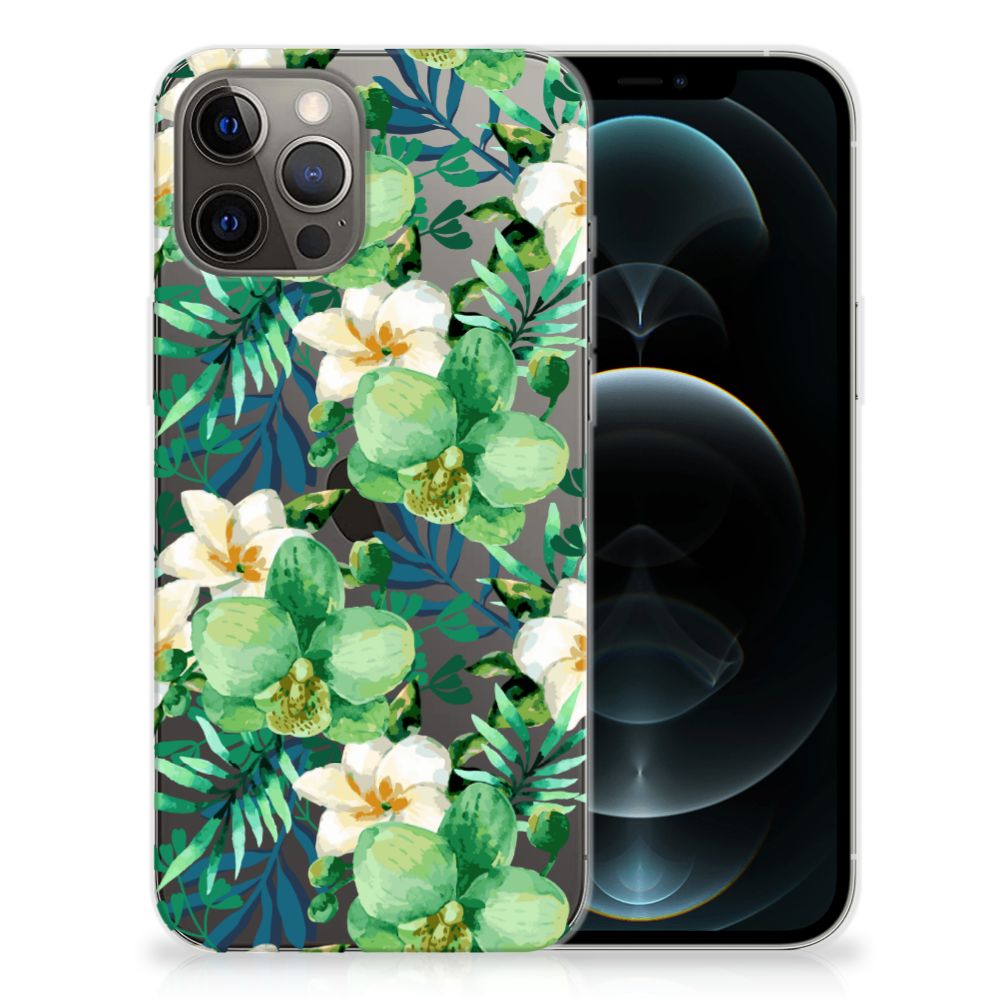 iPhone 12 Pro Max TPU Case Orchidee Groen