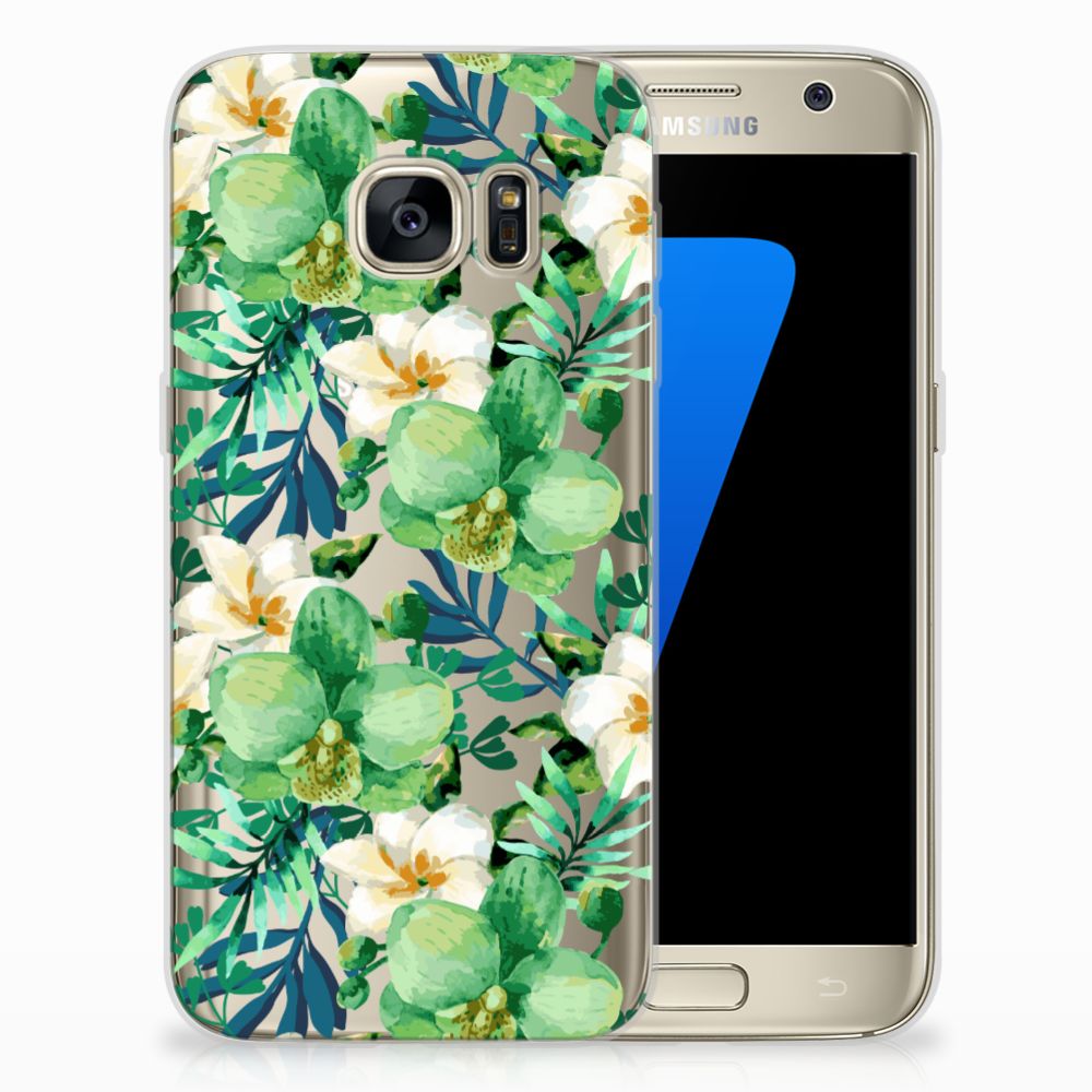 Samsung Galaxy S7 TPU Case Orchidee Groen