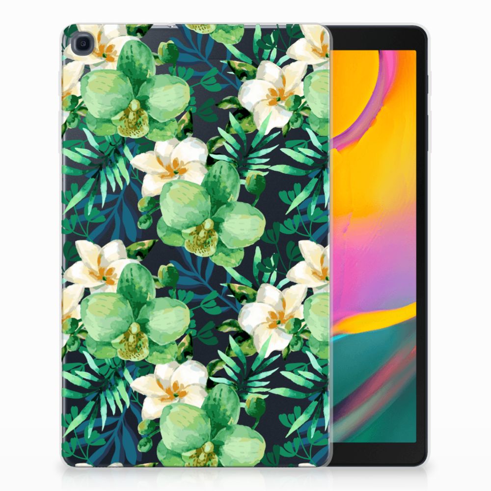 Samsung Galaxy Tab A 10.1 (2019) Siliconen Hoesje Orchidee Groen