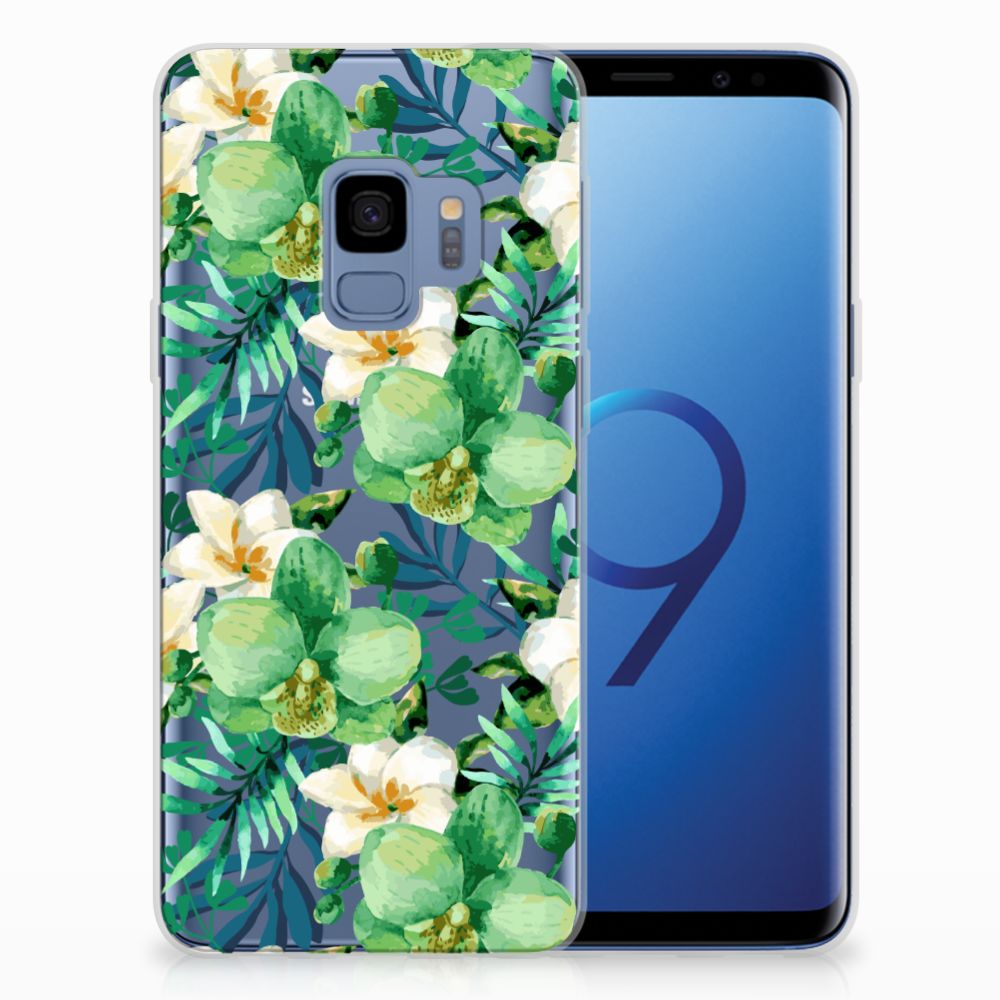 Samsung Galaxy S9 TPU Case Orchidee Groen