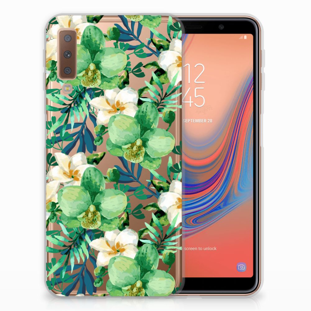 Samsung Galaxy A7 (2018) TPU Case Orchidee Groen