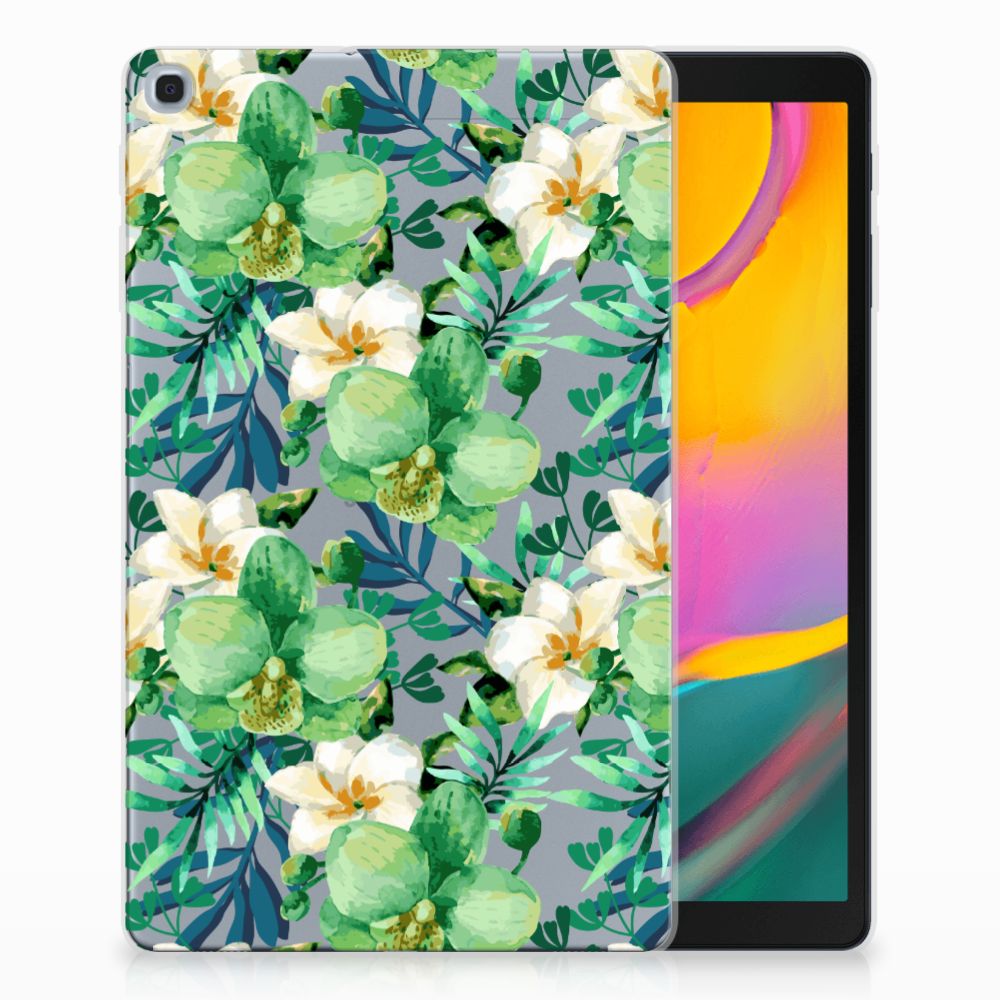 Samsung Galaxy Tab A 10.1 (2019) Siliconen Hoesje Orchidee Groen