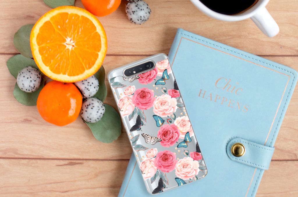Samsung Galaxy A80 TPU Case Butterfly Roses