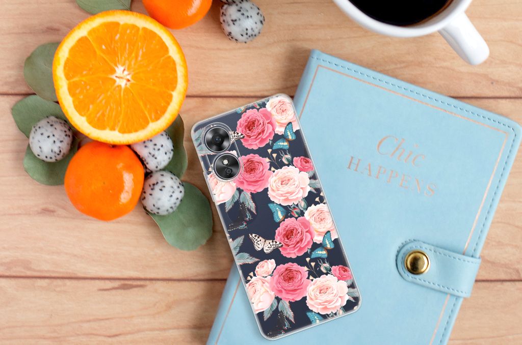 OPPO A17 TPU Case Butterfly Roses
