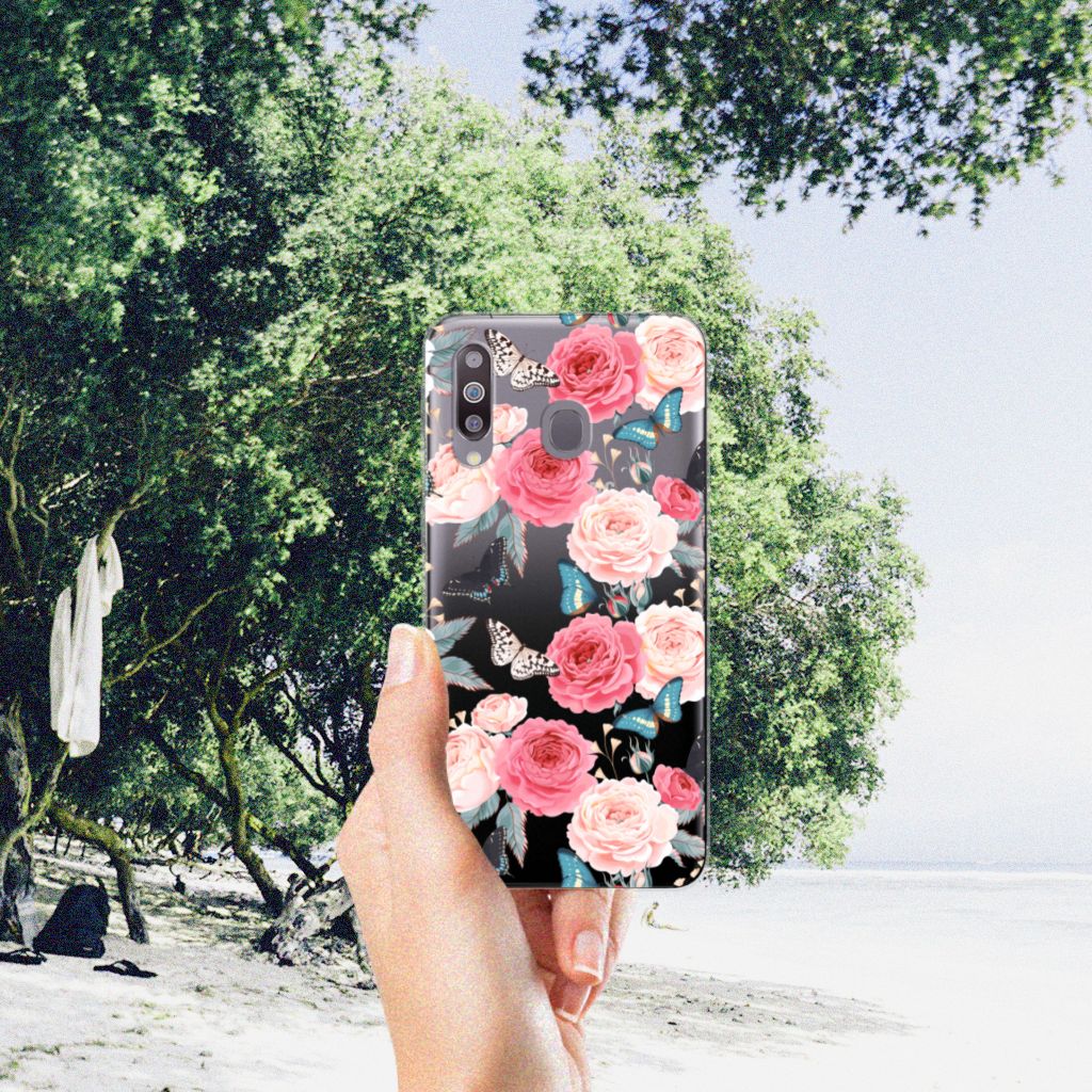 Samsung Galaxy M30 TPU Case Butterfly Roses
