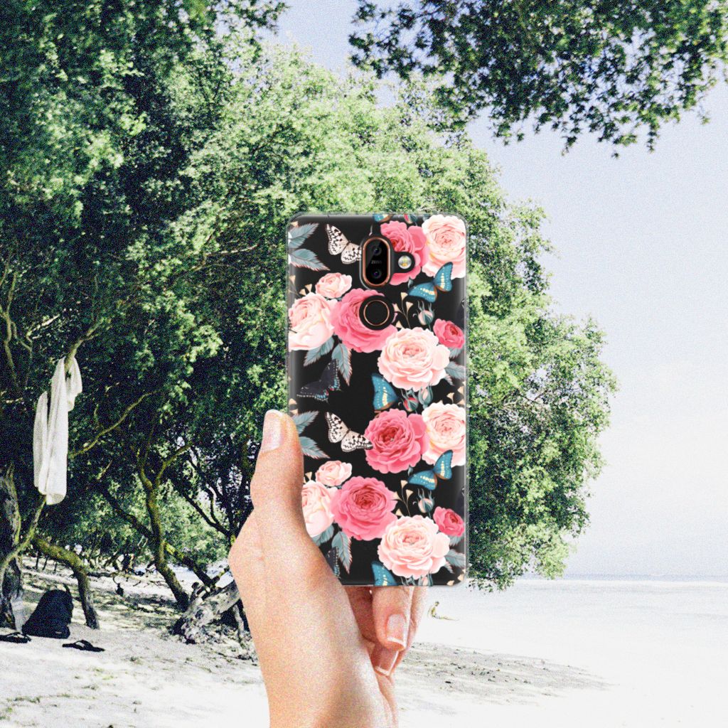 Nokia 7 Plus TPU Case Butterfly Roses