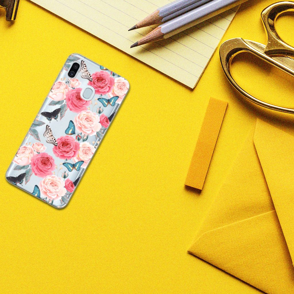 Samsung Galaxy A30 TPU Case Butterfly Roses