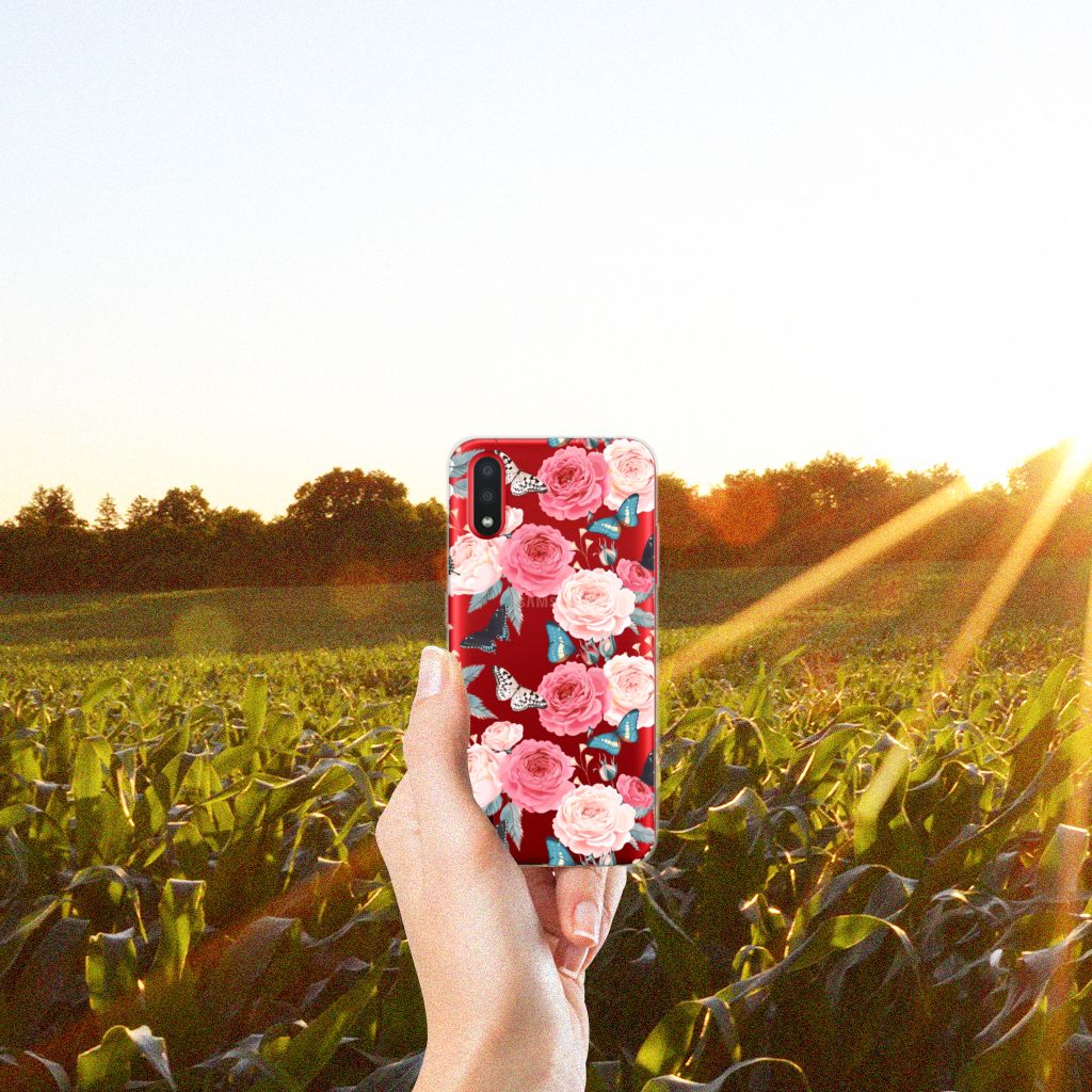 Samsung Galaxy A01 TPU Case Butterfly Roses