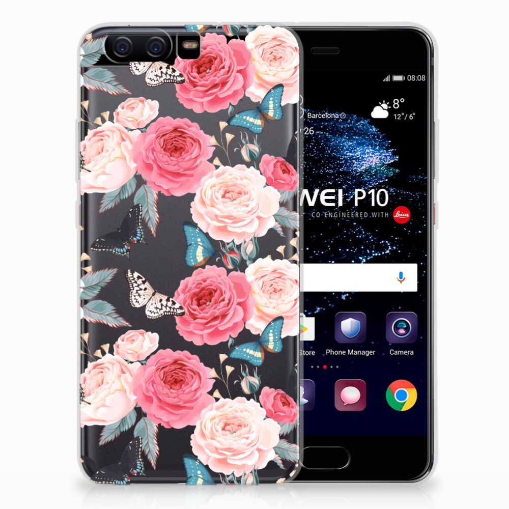 Huawei P10 Uniek TPU Hoesje Butterfly Roses
