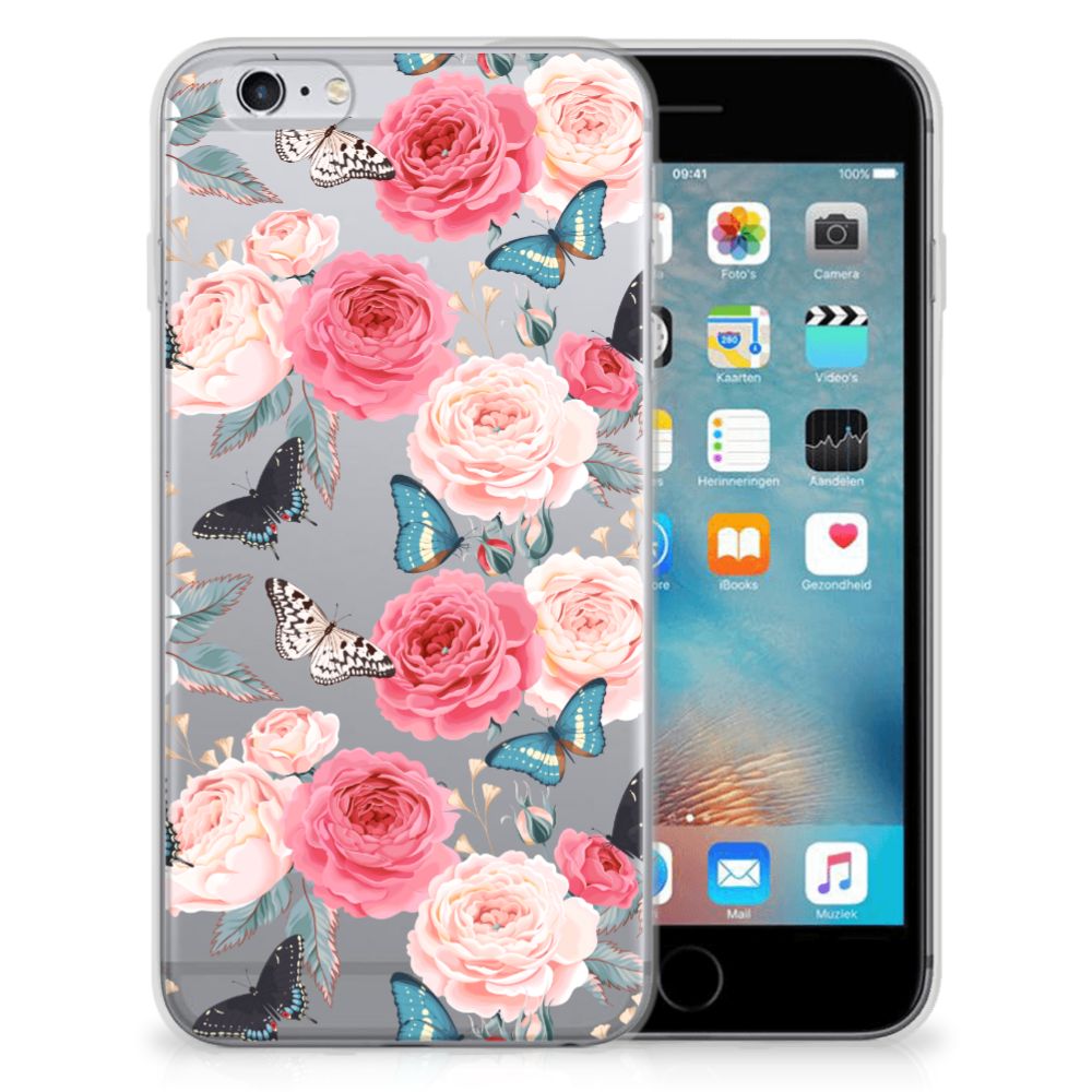 Apple iPhone 6 | 6s Uniek TPU Hoesje Butterfly Roses