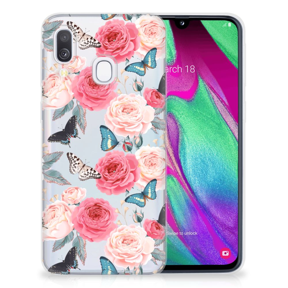 Samsung Galaxy A40 TPU Case Butterfly Roses