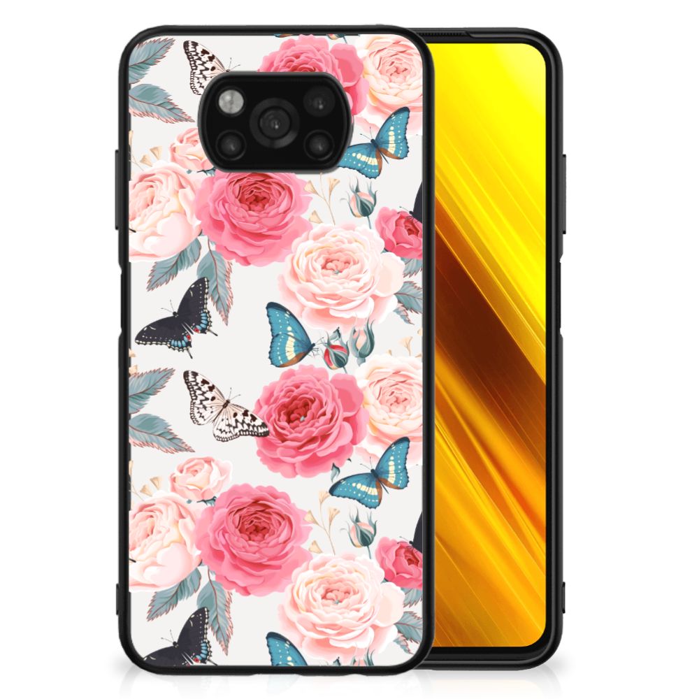 Xiaomi Poco X3 | X3 Pro Bloemen Hoesje Butterfly Roses