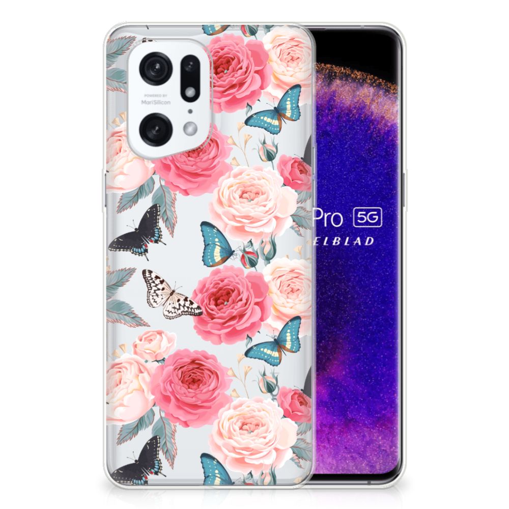 OPPO Find X5 Pro TPU Case Butterfly Roses