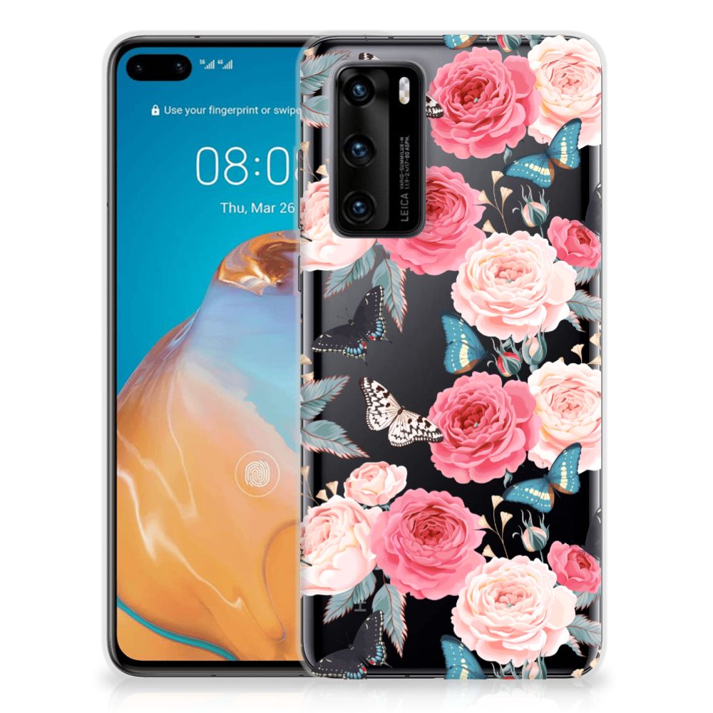Huawei P40 TPU Case Butterfly Roses
