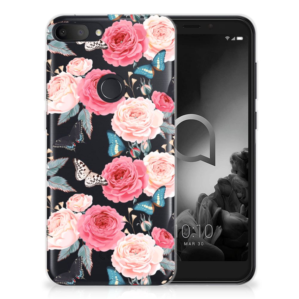 Alcatel 1S (2019) TPU Case Butterfly Roses