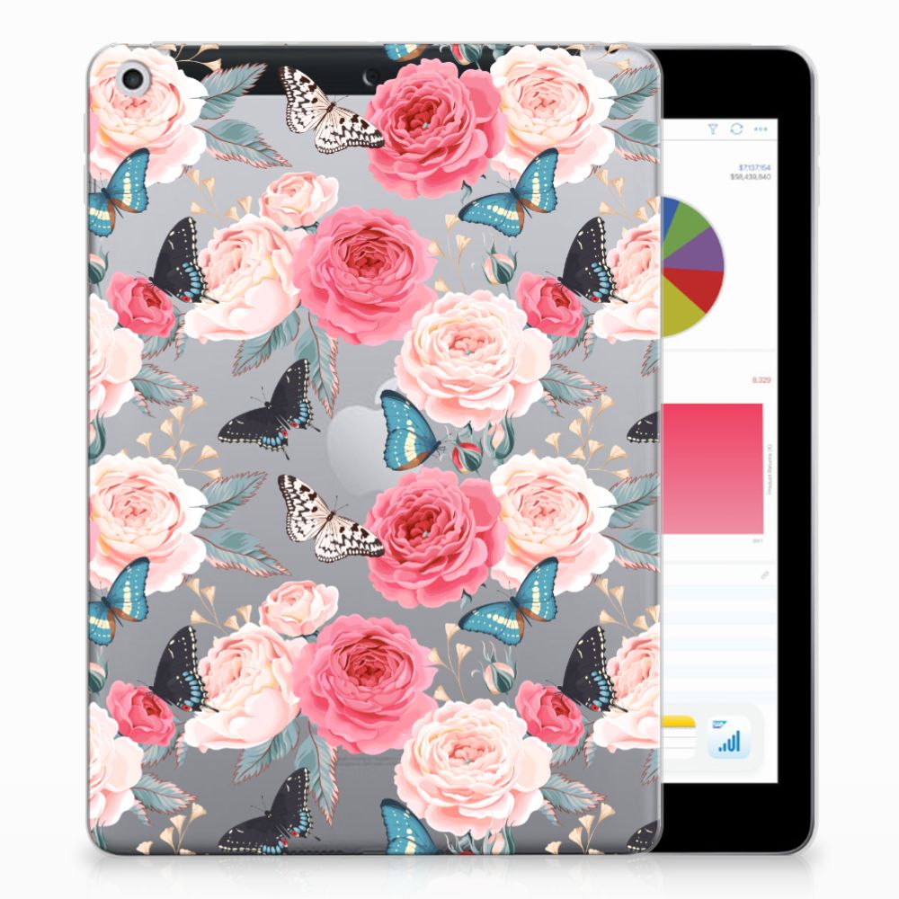 Apple iPad 9.7 2018 | 2017 Uniek Tablethoesje Butterfly Roses